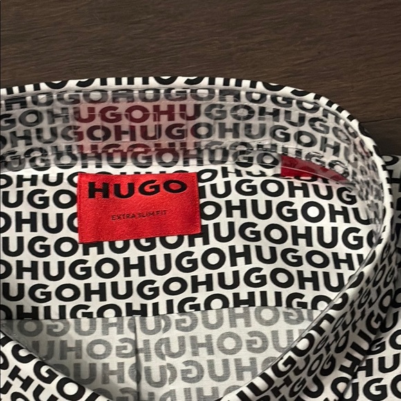 Hugo Boss men’s Black and White Men's dress extra slim Shirt size XXL - Picture 3 of 6